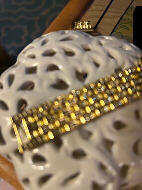 Gold-Tone Crystal Wide Watch band Bracelet style